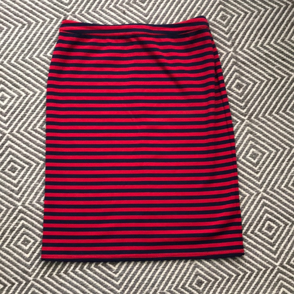 ASOS Tinley Toad red and navy stripe skirt with back zip